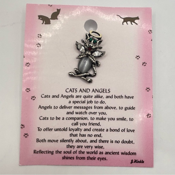 Silver Cat Angel Brooch - Picture 1 of 4